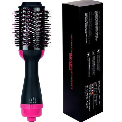 One Step Hair Dryer and Volumizer Round Hot Air Brush 3 in 1 Anti-Scald Negative Ion Hair Straightener Brush Comb Curler Styler