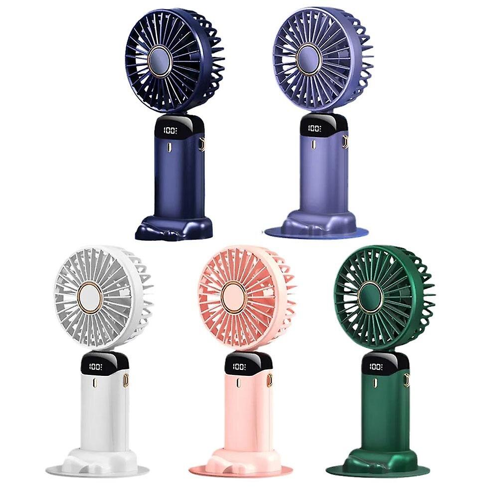 Mini Portable Handheld Fan Foldable Neck Hanging Fans 5 Level Speed USB Rechargeable Fan with Phone Stand and Display Screen