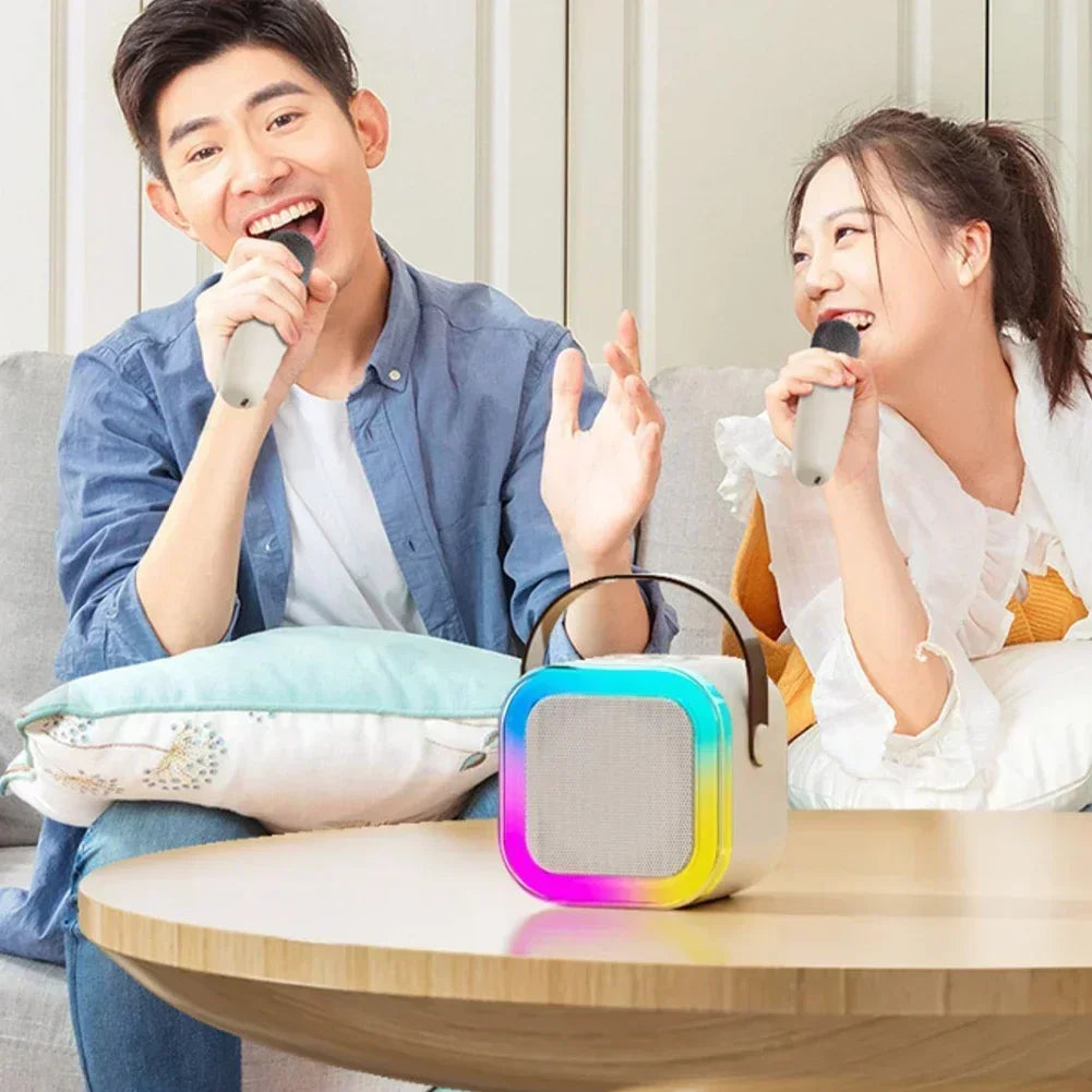New K12 Karaoke Machine Portable Bluetooth Speaker With 1-2 Wireless Microphones HiFi Family Singing Loudspeaker Children's Gift