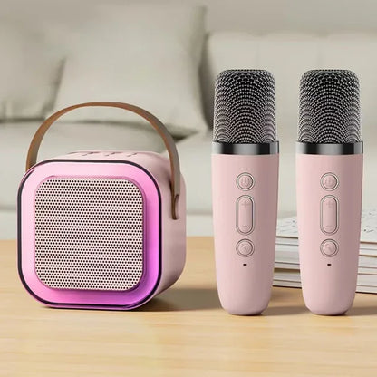 New K12 Karaoke Machine Portable Bluetooth Speaker With 1-2 Wireless Microphones HiFi Family Singing Loudspeaker Children's Gift