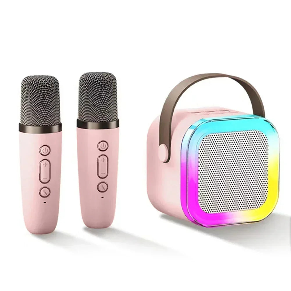 New K12 Karaoke Machine Portable Bluetooth Speaker With 1-2 Wireless Microphones HiFi Family Singing Loudspeaker Children's Gift