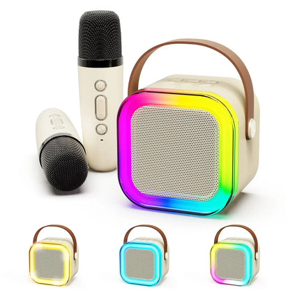 New K12 Karaoke Machine Portable Bluetooth Speaker With 1-2 Wireless Microphones HiFi Family Singing Loudspeaker Children's Gift
