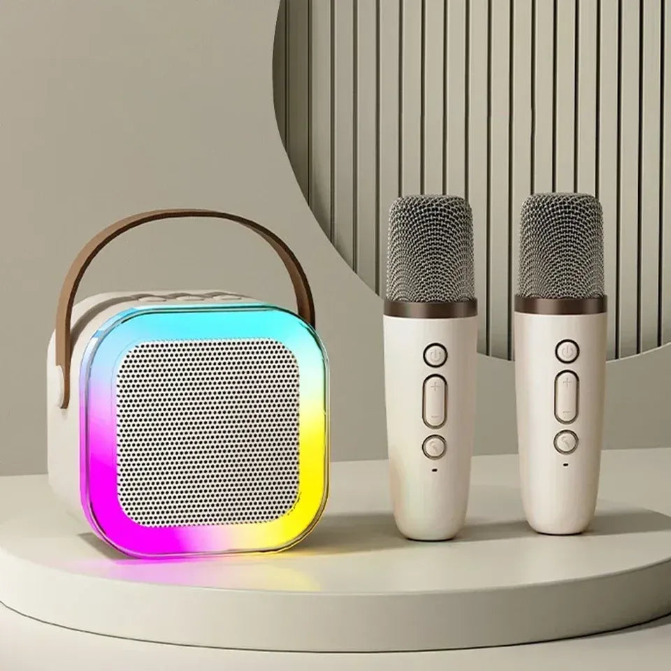 New K12 Karaoke Machine Portable Bluetooth Speaker With 1-2 Wireless Microphones HiFi Family Singing Loudspeaker Children's Gift