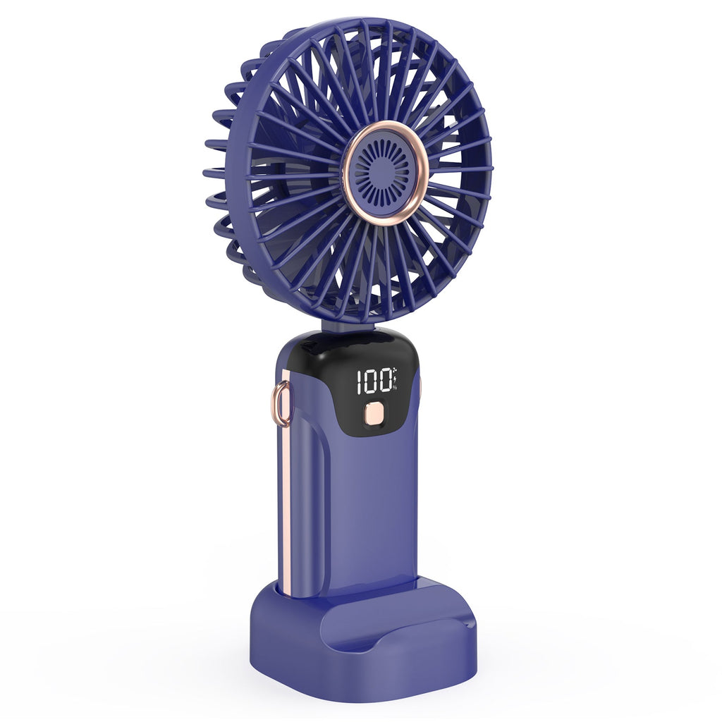 Mini Portable Handheld Fan Foldable Neck Hanging Fans 5 Level Speed USB Rechargeable Fan with Phone Stand and Display Screen
