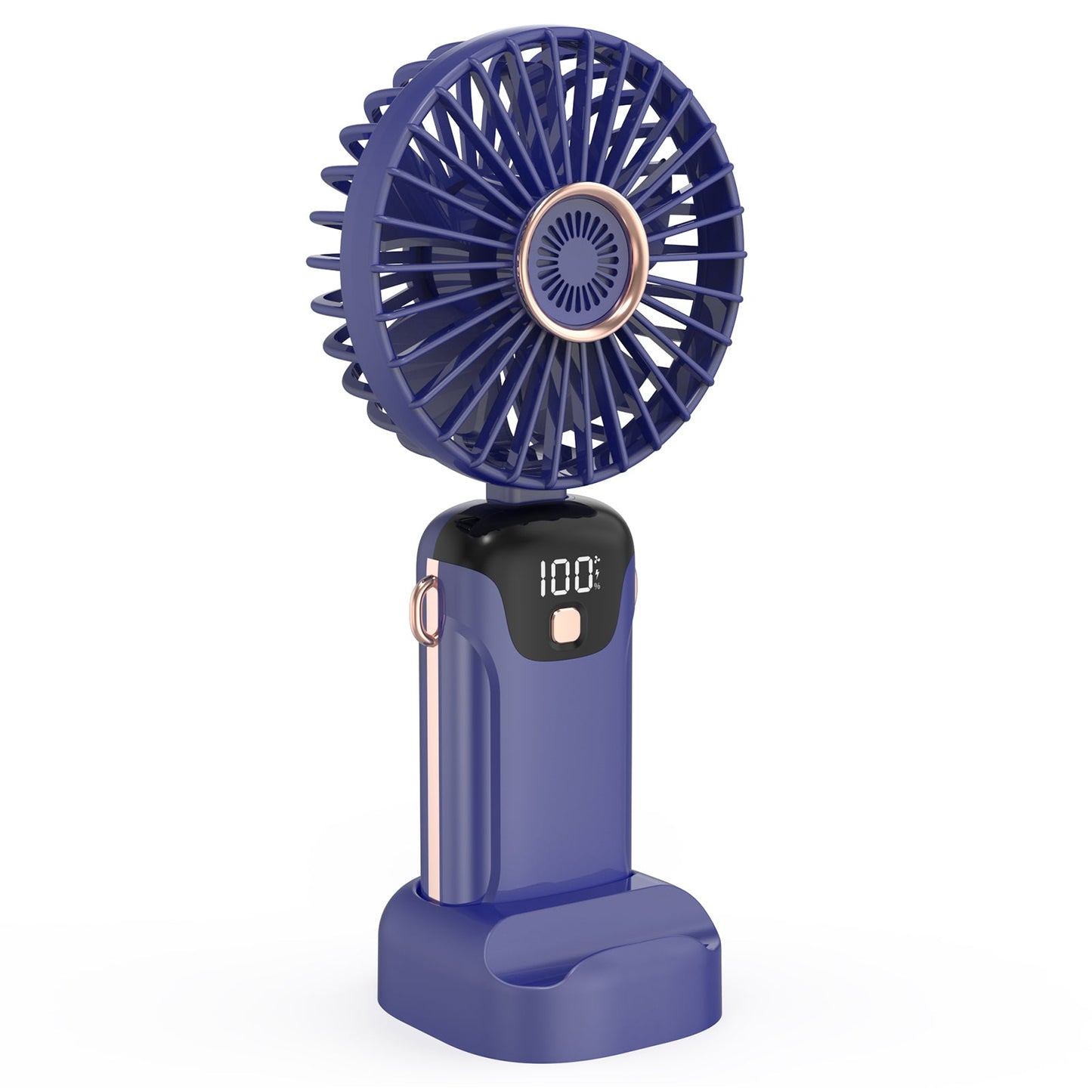 Mini Portable Handheld Fan Foldable Neck Hanging Fans 5 Level Speed USB Rechargeable Fan with Phone Stand and Display Screen